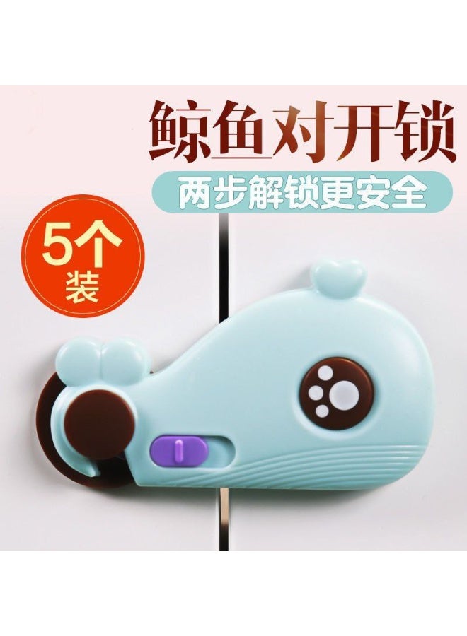 قفل أمان يمنع الأطفال من الوصول إلى أماكن خطرة مثل الأدراج و الخزائن على شكل حوت مع زر - Image 4